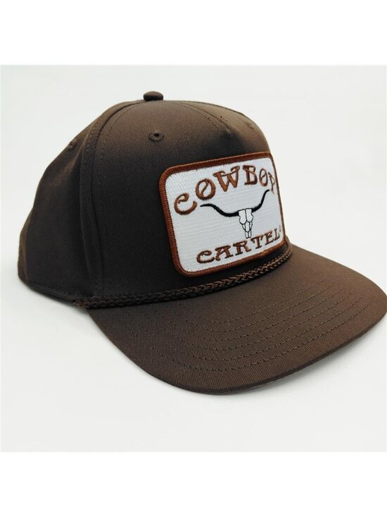 Cowboy Cartel Brown Rope Hat - 5 Panel Snapback - USA Made Embroidered Patch